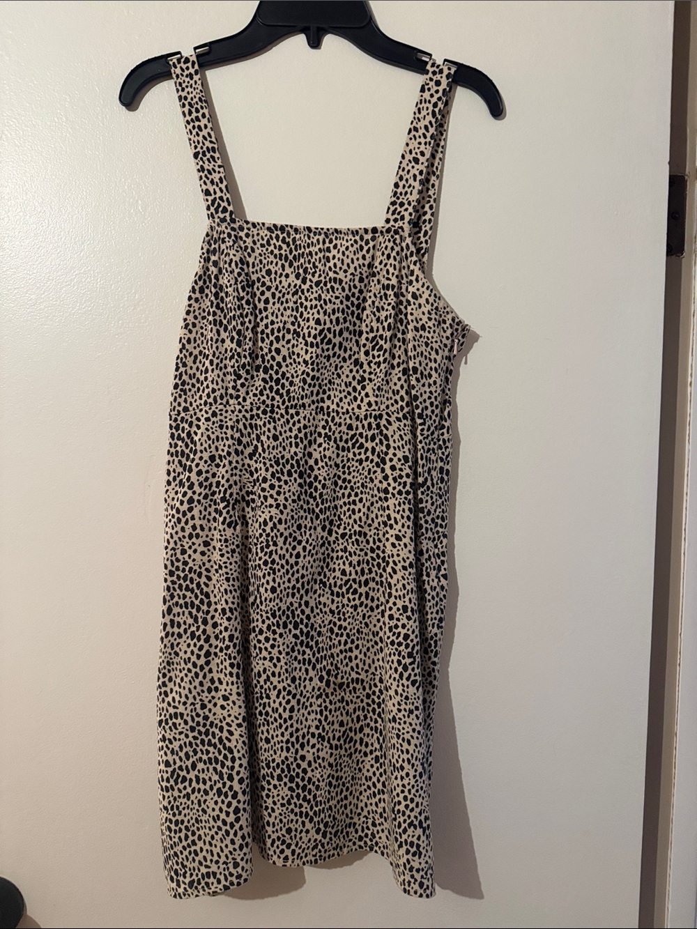 American Eagle Outfitters Beige and Black Leopard-Print Square Neck Dress